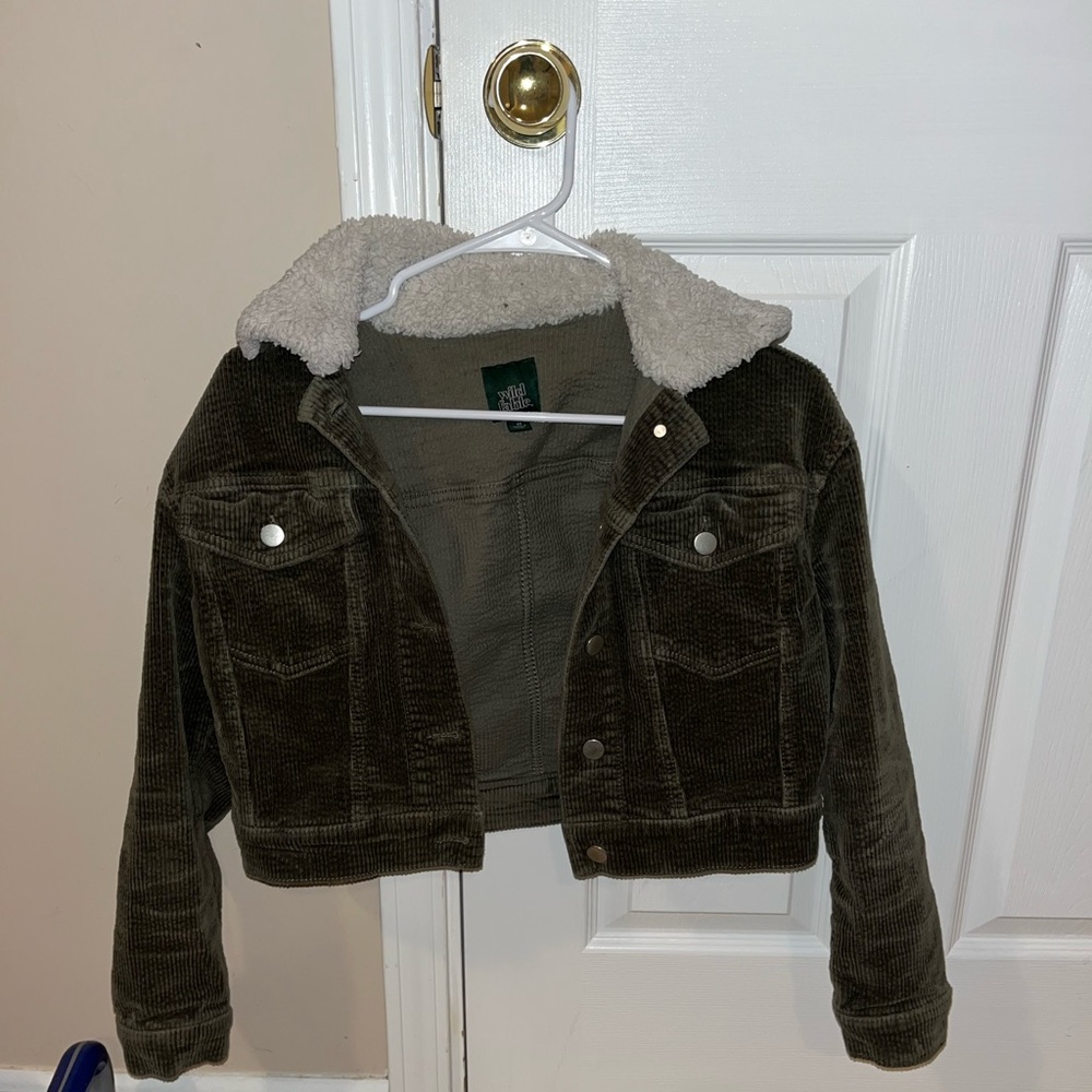 Green Corduroy Cropped Jacket